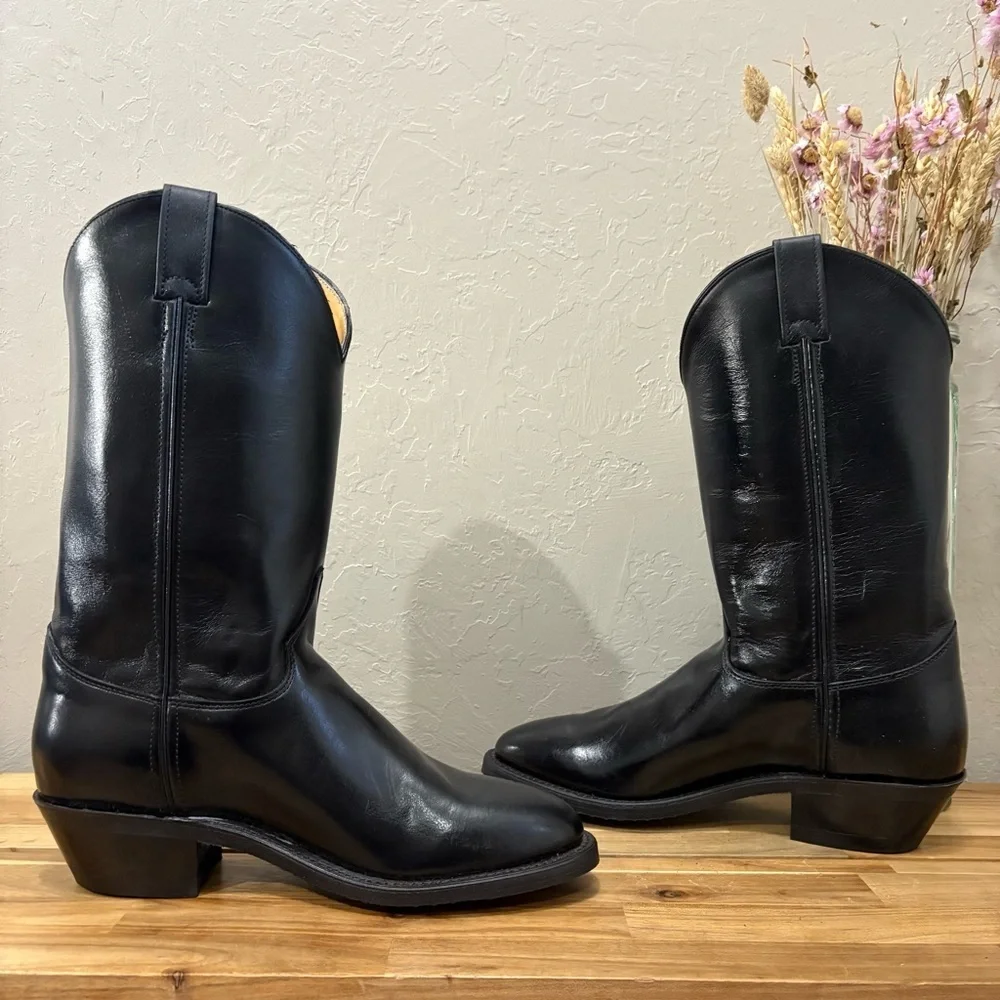 Vintage NWT Justin Boots 3040 Black Roper Boots Men’s 9D USA NOS w/Box - Picture 4 of 15